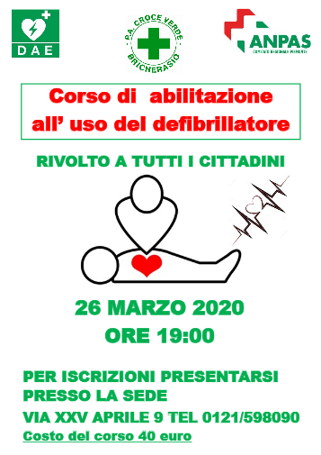 Corso per l’uso del defibrillatore semiautomatico (Dae)