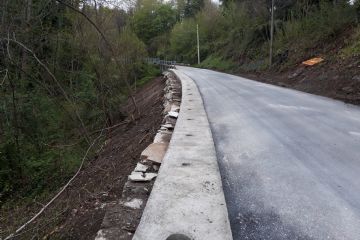 Realizzazione scogliera e raccolta delle acque a protezione della strada, in località Ricun. 