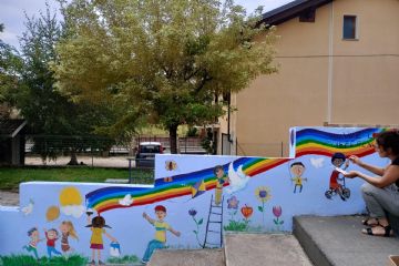 Murales realizzato dai ragazzi partecipanti al progetto "Bolle e Sapone" (bando Regione Piemonte "Azioni per contrasto al disagio ed alla povertà educativa")