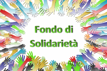 Tante mani che formano un cerchio con all'interno la scritta "Fondo di solidarietà"